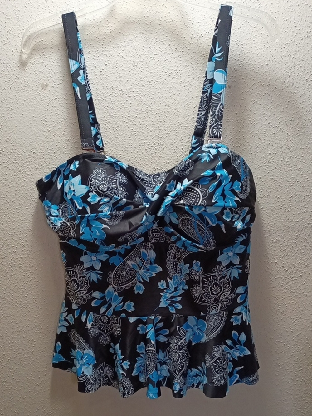Daci Black and blue padded tankini top Size 18W NWT